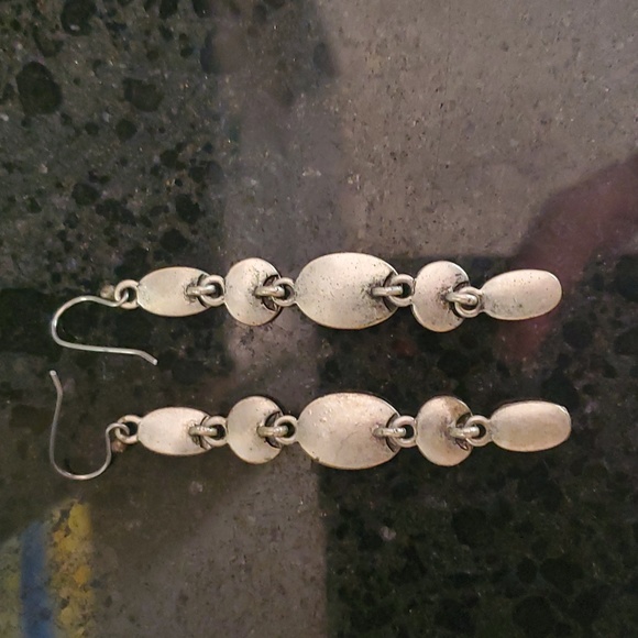 Red and Champagne Stone Dangle Earrings - Picture 5 of 5